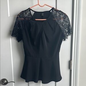 Black Lace Sleeve Women's Top